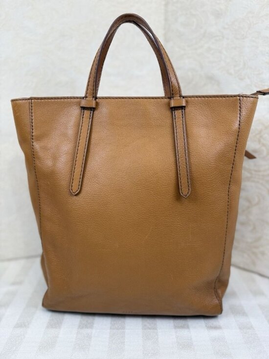 Fossil Brown/Tan Pebbled Leather Tote Bag Camilla Convertible Backpack Purse main image 15
